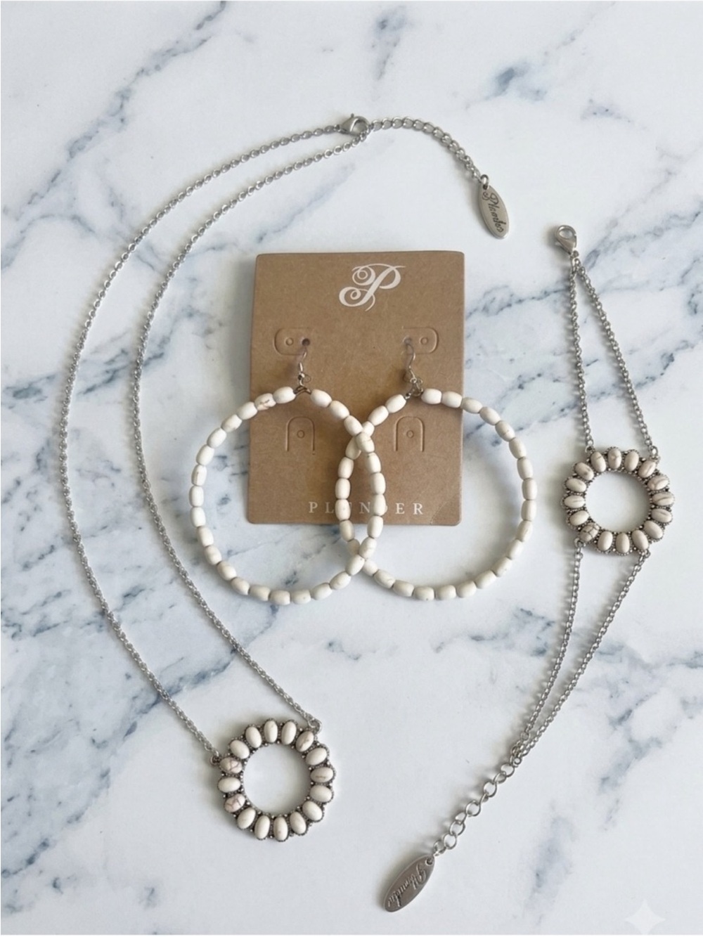 Plunder Design Beaded Earrings Bracelet and Necklace Jewelry Set